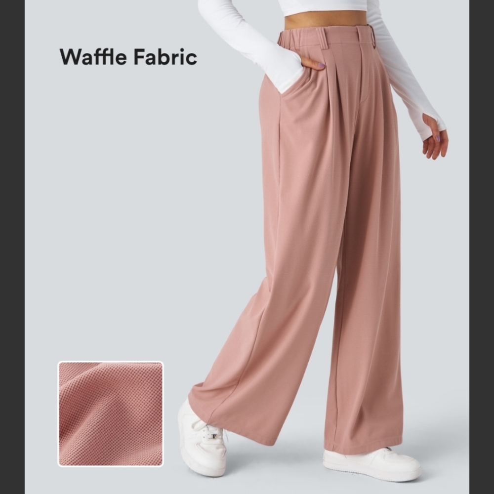 HALARA waffle knit  pants pink medium petite